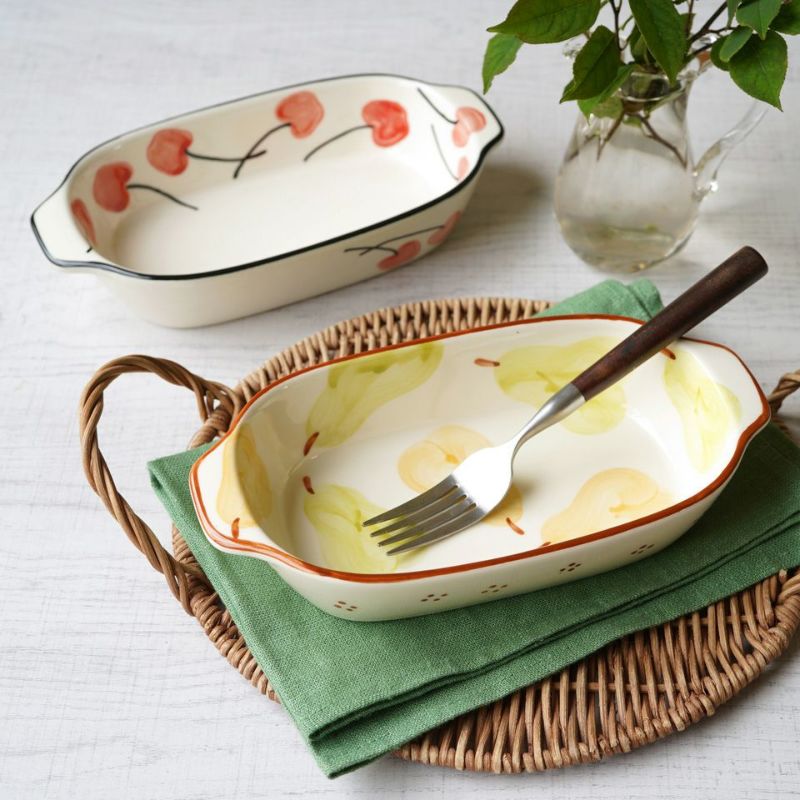 フルーツ柄のうつわ 【萬古焼】さくらんぼ グラタン〈1個〉 |皿や鉢