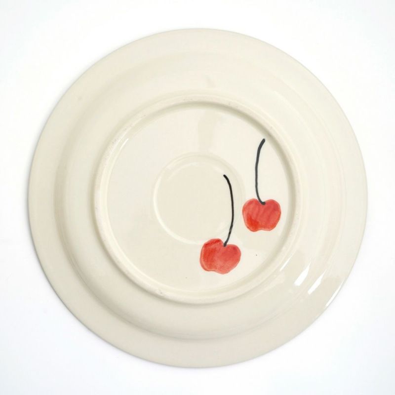 フルーツ柄のうつわ 【萬古焼】さくらんぼ モーニングプレート〈1個