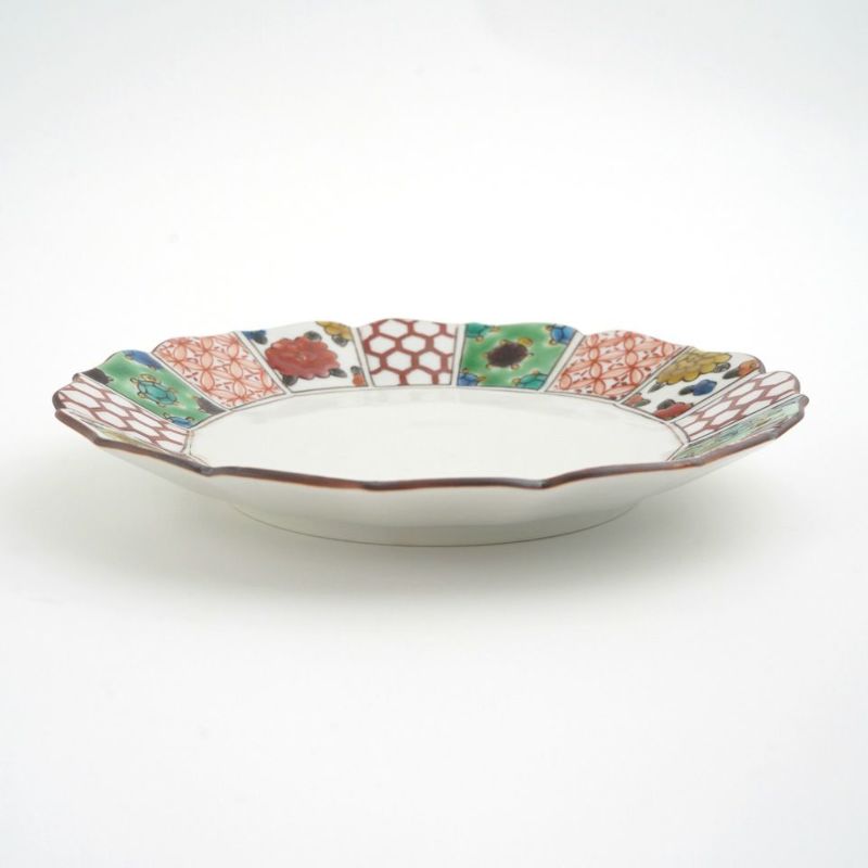 九谷焼 伝統柄 【九谷焼】6号ペア皿・マリーゴールドと吉祥紋〈2枚