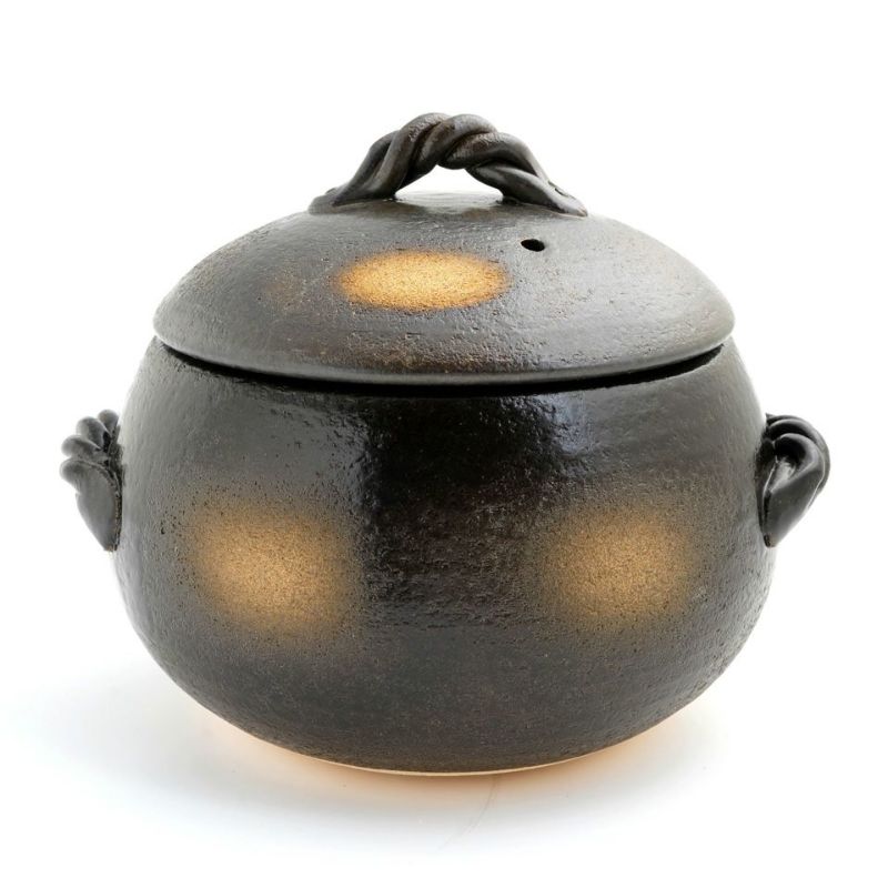 萬古焼（三重県） 【萬古焼】黒吹ごはん鍋 5号（直火のみ）〈1個〉 |皿