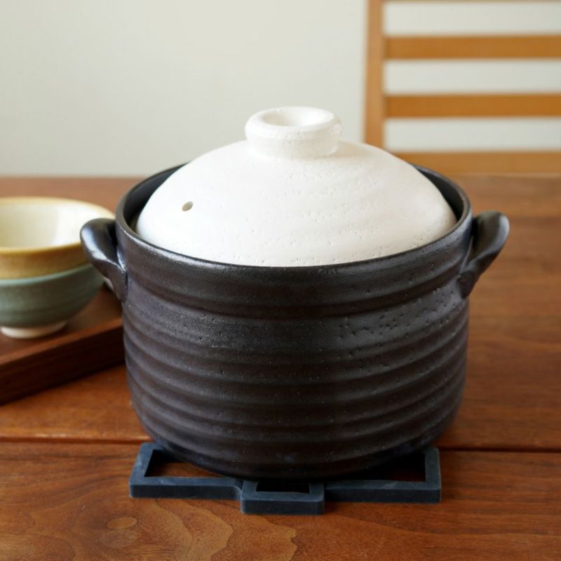萬古焼（三重県） 【萬古焼】白釉メタルIH 3合炊きご飯釜（直火・IH