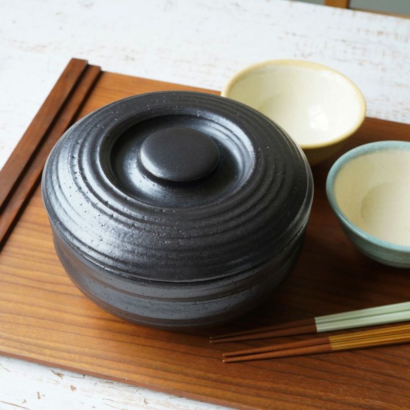 萬古焼（三重県） 【萬古焼】黒釉 2合半おひつ器〈1個〉 |皿や鉢など和