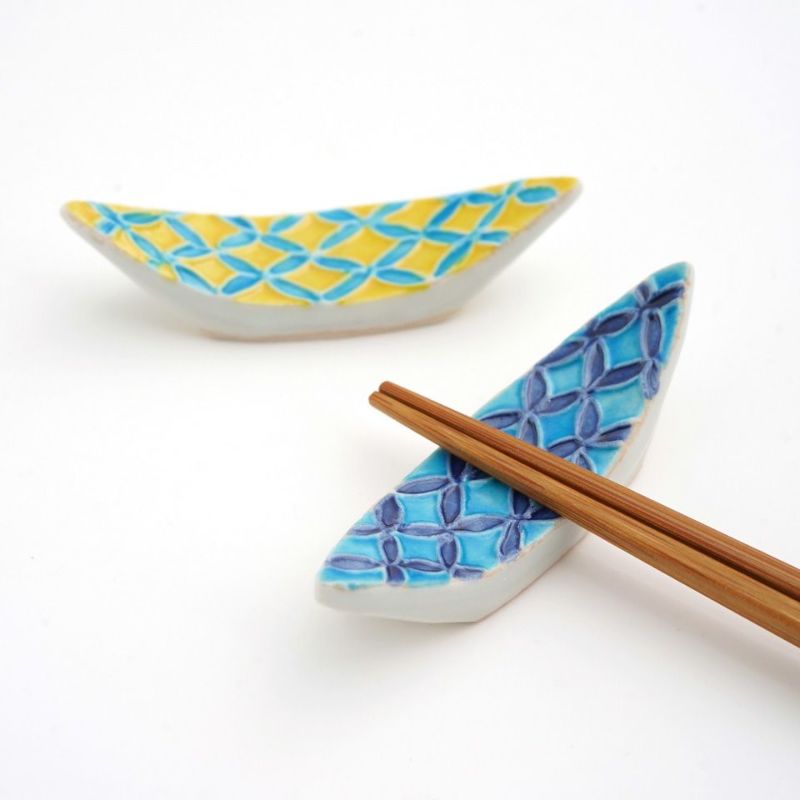 京焼・清水焼（京都府） 【京焼・清水焼】五色七宝交趾 笹船形箸置〈5