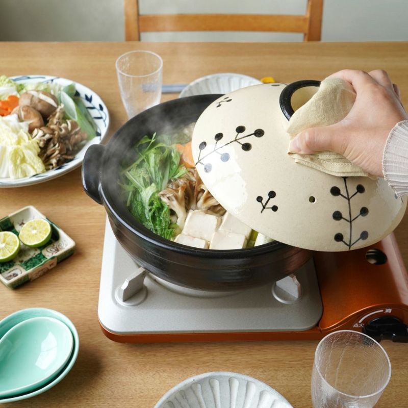 未使用 萬古焼 手作り 置物 特大土鍋 山と木の模様 萬古焼】暮らしの