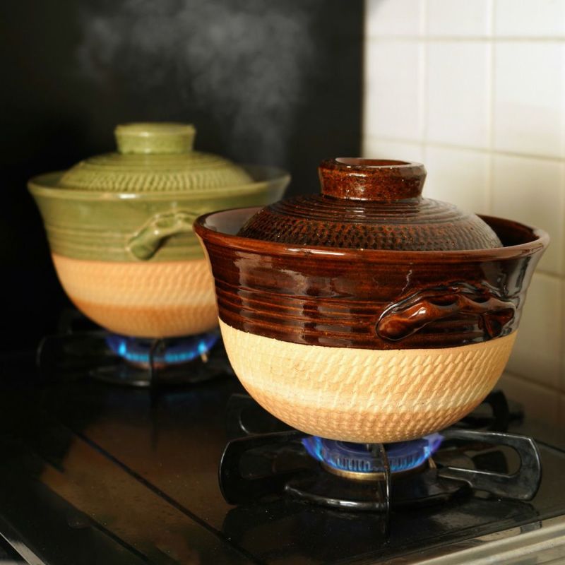 土鍋伊賀焼8号鍋緑ビードロと他2点 伊賀焼】土鍋 8寸 緑 - 民藝のある