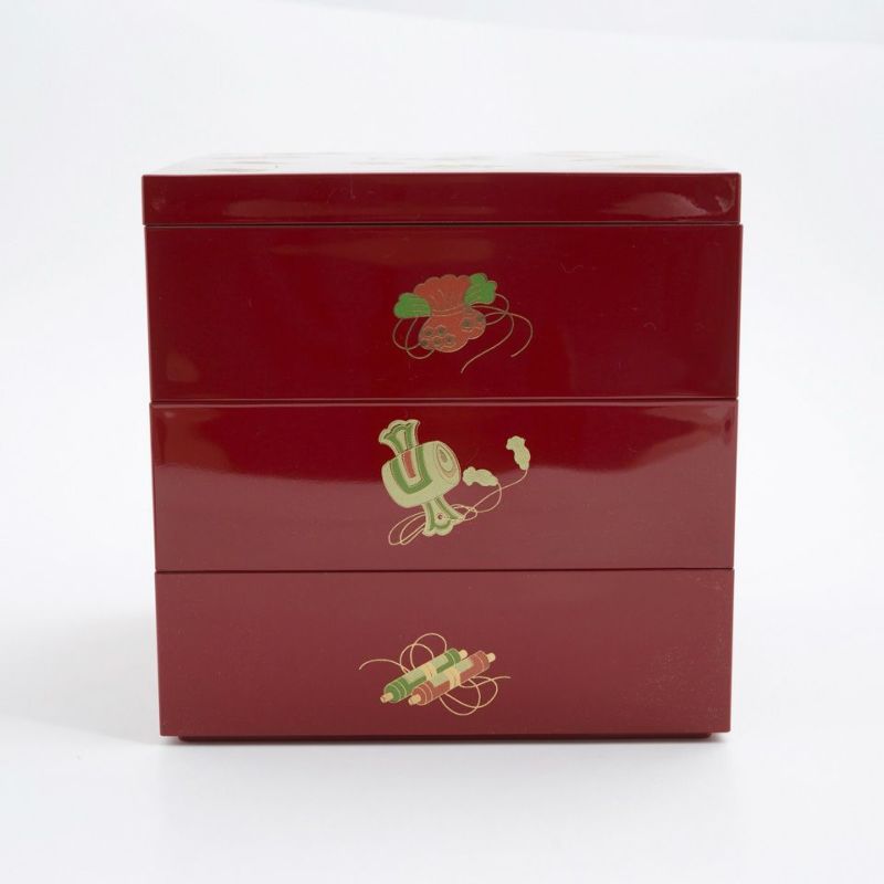 山中塗（石川県） 【山中塗】吉祥5.0三段重（朱)〈1個〉 |皿や鉢など和