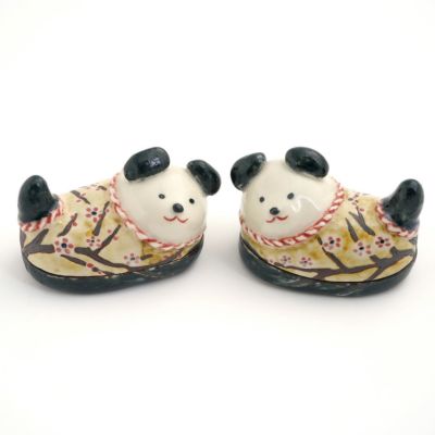 犬筥 レトロ かわいい 付け下げ訪問着 化繊 丹下郁（たんげいく） 【丹下郁】犬筥（梅）〈1組〉 |皿や鉢など和食器