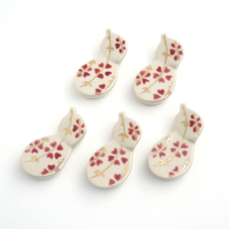 京焼・清水焼（京都府） 【京焼・清水焼】枝垂れ桜 丸瓢箸置〈5個