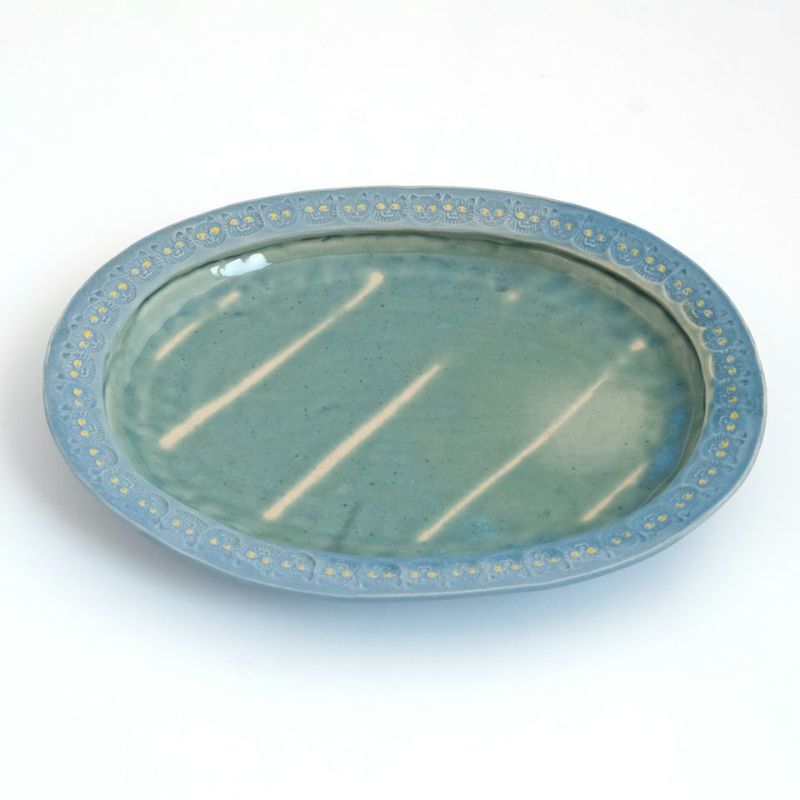 ねこ日和_熊本象（くまもとしょう） 【熊本象】掛け分け印花オーバル皿