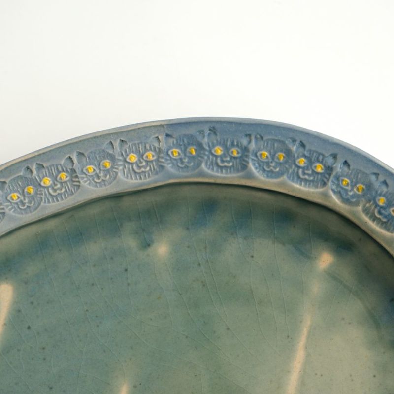 ねこ日和_熊本象（くまもとしょう） 【熊本象】掛け分け印花オーバル皿