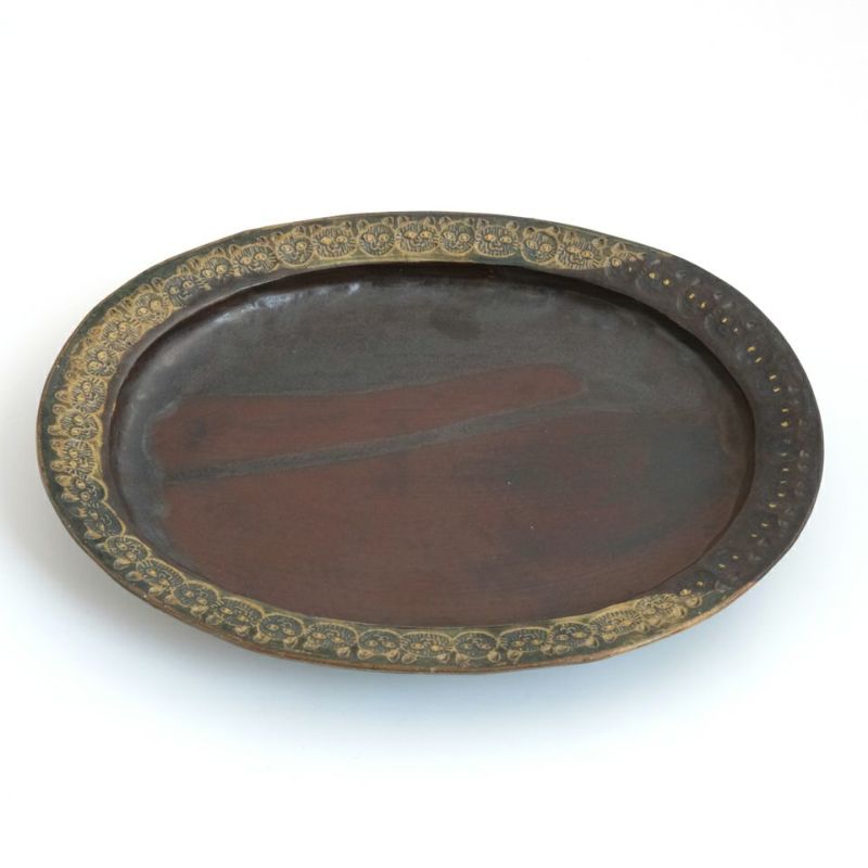 ねこ日和_熊本象（くまもとしょう） 【熊本象】掛け分け印花オーバル皿