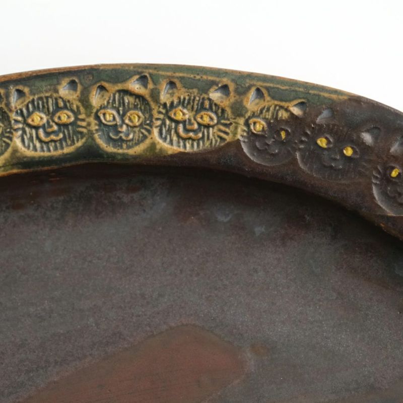 ねこ日和_熊本象（くまもとしょう） 【熊本象】掛け分け印花オーバル皿