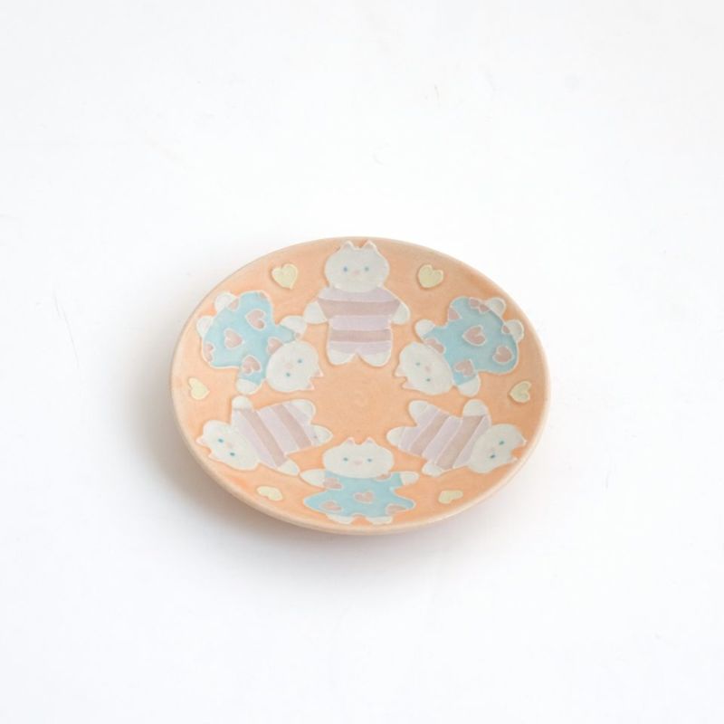 ねこ日和_中村かりん（なかむらかりん） 【中村かりん】豆皿 手つなぎ