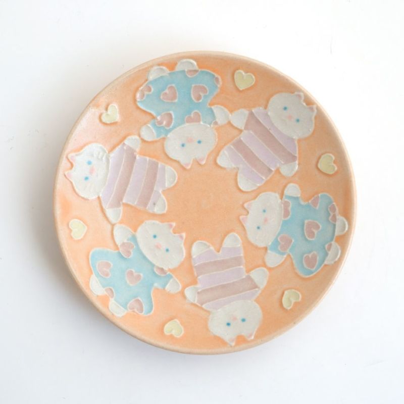 ねこ日和_中村かりん（なかむらかりん） 【中村かりん】豆皿 手つなぎ