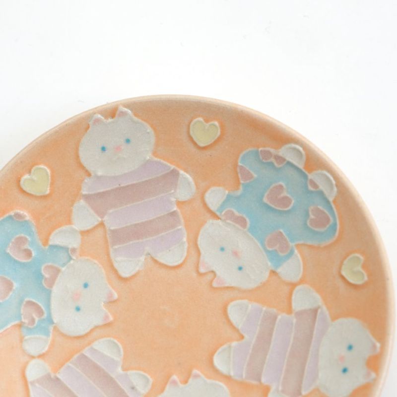 ねこ日和_中村かりん（なかむらかりん） 【中村かりん】豆皿 手つなぎ