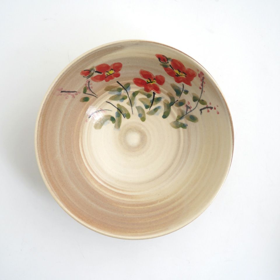 京焼・清水焼SALE 【京焼・清水焼SALE】練り込み赤草花 平鉢〈1個